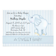 Süße hellblaue Elefant-Jungen-Babyparty Einladungen