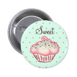 Süßer rosa tadelloser Kuchen-Knopf Button