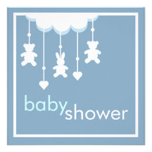 Süßes Baby-blaue bewegliche Babyparty-Einladung