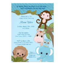 Süßes Dschungel-Baby-Babyparty-Einladungsblau