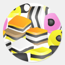 Süßholz Allsorts Runde Aufkleber