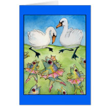 Swan See, tanzende Fischgrußkarte