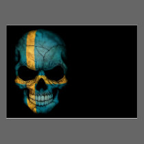 Swedish Flag Skull on Black visitenkarten