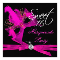 Sweet Sixteen 16 Masquerade Hot Pink einladungen