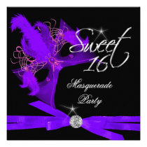 Sweet Sixteen 16 Masquerade Purple Black einladungen