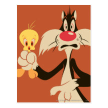 Sylvester mit Tweety Postkarte