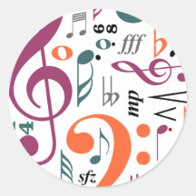 Symbole von Musik Runde Sticker