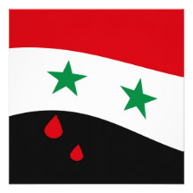 Syrien fahnenschwenkend mit blutroten Rissen Personalisierte Einladungskarte
