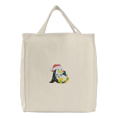 T ngled Pinguin Bestickte Einkaufstasche