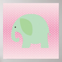 Tadelloser grüner Elefant auf Rosa Posterdruck