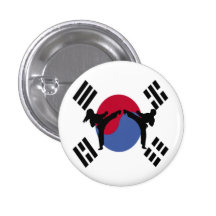 Taekwondo-Junge und Mädchen-Knopf Anstecknadelbutton