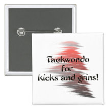 Taekwondotritt-und -grinsen-quadratischer Knopf Anstecknadelbuttons