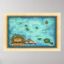 Tahiti-Karte Plakatdruck