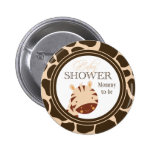 TAN + brauner Zebrajungen-Babypartyknopf Anstecknadelbutton
