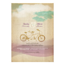Tandemfahrrad2 Watercolor-Vintage rustikale Hochze Ankündigung