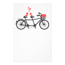 Tandemfahrrad mit niedlichen Liebevögeln Individuelles Druckpapier