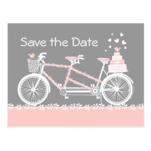 Tandemfahrrad-Save the Date Postkarte