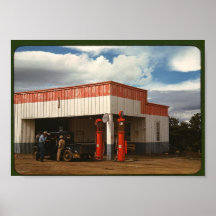 Tankstelle, New Mexiko, Vierzigerjahre Posterdrucke