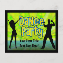 Tanz-Party, Neongrünes/Schwarzes Vollfarbige Flyer