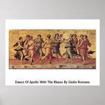 Tanz von Apollo mit den Musen durch Giulio Romano Poster