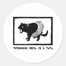 Tasmanischer Teufel in einem Ballettröckchen Runder Sticker