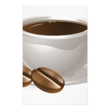 Tasse Kaffee und Bohnen Büropapier