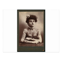 Tätowierte amerikanische Frau Postkarte