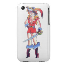 Tätowierungs-Piraten-Mädchen-BlackBerry-Kurven-Cas iPhone 3 Case-Mate Hüllen
