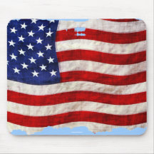 Tattered Patriotic USA Flag, United States Mousepads