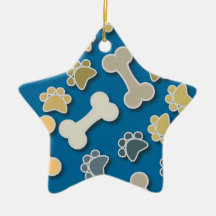 Tatzen und Knochen-blauer Stern-Verzierung Weihnachtsbaum Ornament