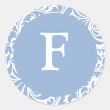Taubenblaue Hochzeits-Monogramme Invitatio des Mon Runder Sticker