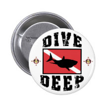 Tauchen-tiefe Haifisch UNTERWASSERATEMGERÄT Flagge Buttons