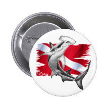 Tauchenflagge mit Hammerhai Haifischtaucher unten Button
