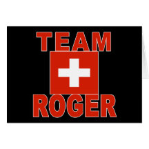 Team Roger mit Schweizer Flagge Grußkarten