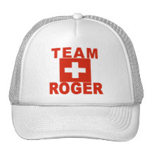 Team Roger mit Schweizer Flagge Retrokultmützen