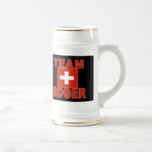 Team Roger mit Schweizer Flagge Tee Haferl