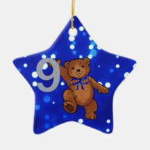 Teddybär-9. Geburtstag für Jungen Ornamente