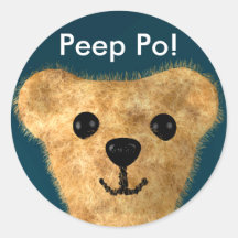 Teddybär (Blick PO!) Runder Aufkleber
