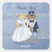 Teddybär-Braut-und Bräutigam-Hochzeit - danke Aufkleber