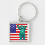Teddybär, Freiheitsstatue u. USA-Flagge (3) Schlüsselbänder
