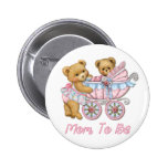 Teddybär-Mamma und Wagen - Rosa Buttons