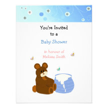 Teddybär mit Honig-Topf-Babyparty-Einladung