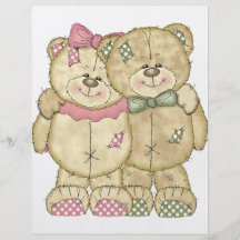 Teddybär-Paare - ursprüngliche Farben Flyerdesign
