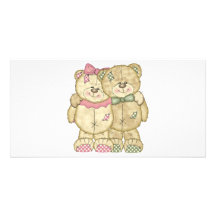 Teddybär-Paare - ursprüngliche Farben Individuelle Photo Karte