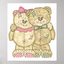 Teddybär-Paare - ursprüngliche Farben Plakatdrucke