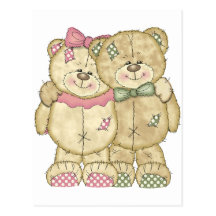 Teddybär-Paare - ursprüngliche Farben Postkarte