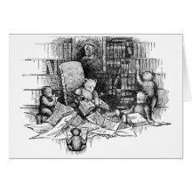Teddybären, die in der Bibliothek lesen Grußkarte