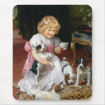 Tee-Zeit für Fox-Terrier-Welpen-Vintage Hundekunst Mousepads