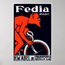 Teufel 1920, der Fahrrad fährt Plakatdrucke