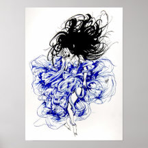 Teufel in einem blauen Kleid Posterdruck